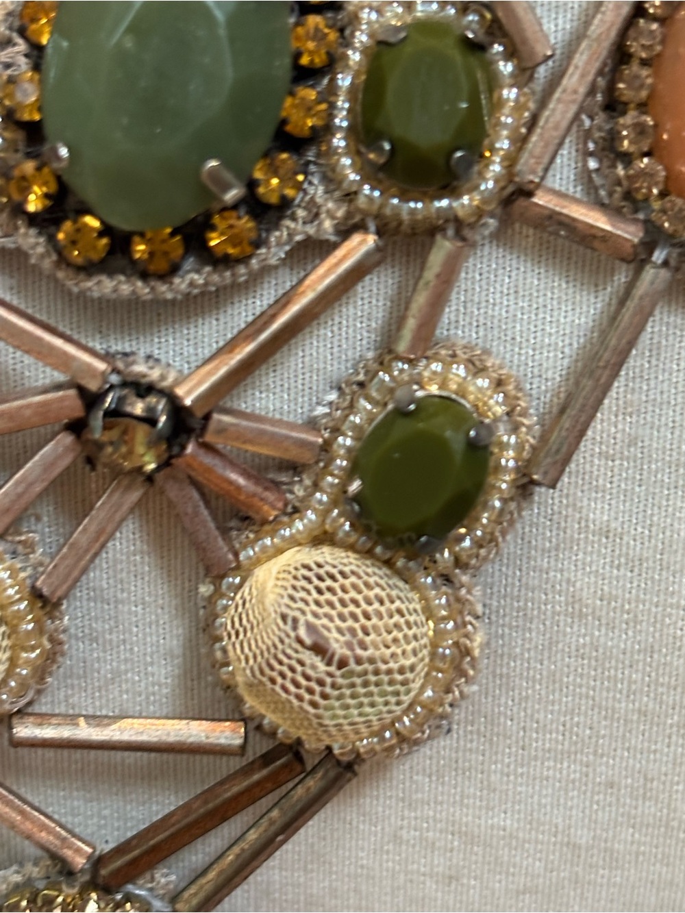 DEEPA GURNANI gold and green Crystal and beaded statement bib necklace $550 - Picture 5 of 8